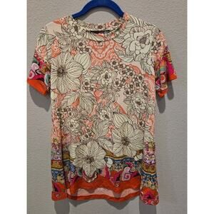 FARM Rio Women's XS Multicolor Floral Crew Neck T-Shirt